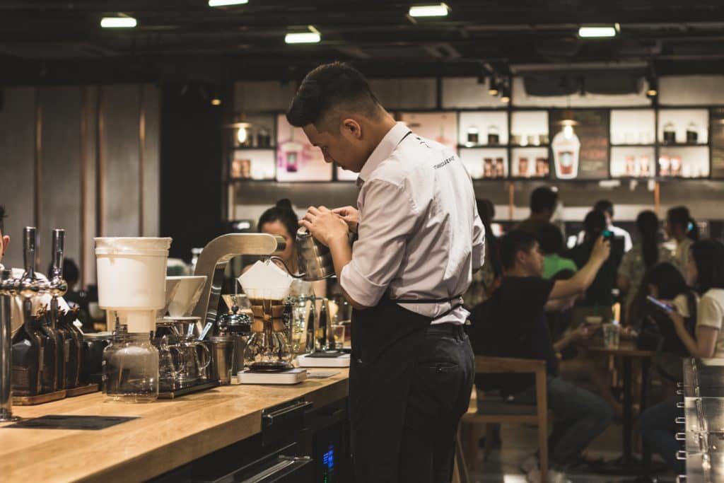 Example of barista pouring